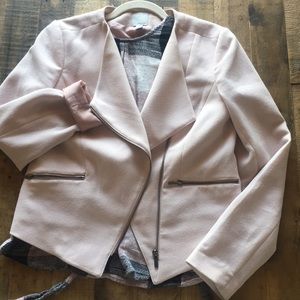 Halogen Blush Pink Asymmetrical Zip-Up Blazer